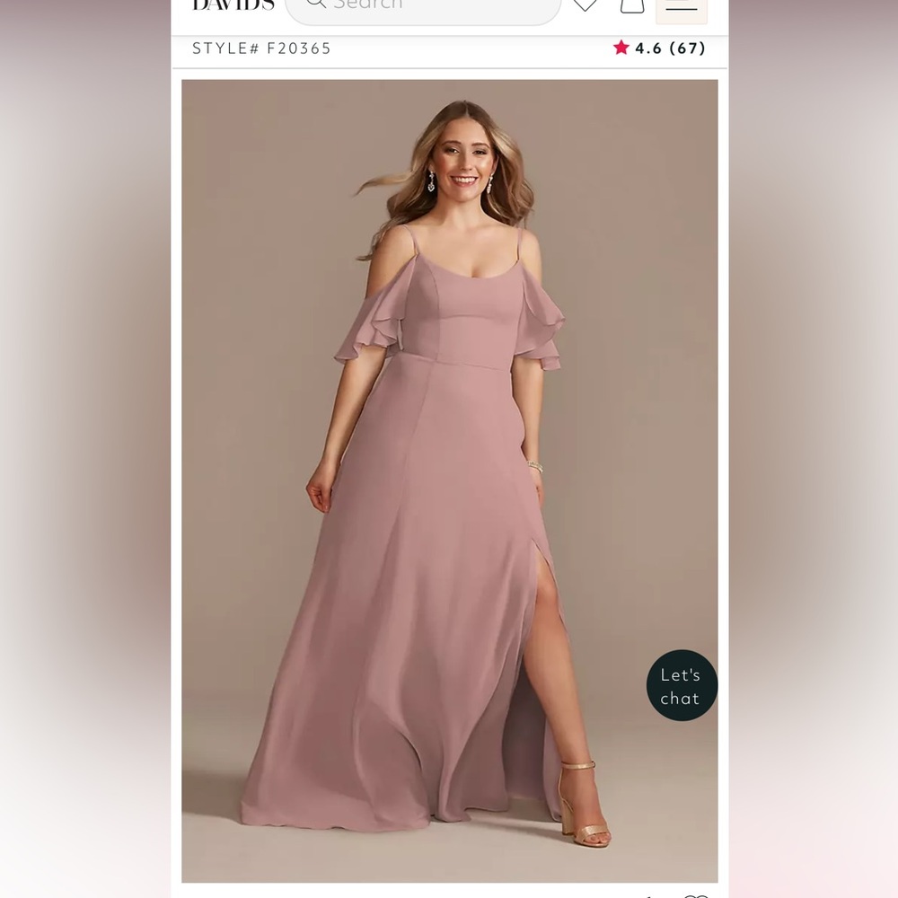 David’s Bridal Cold-Shoulder Long Chiffon Dress Quartz